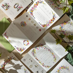 Wildflower watercolor floral folded thank you cards and envelopes for weddings, events and general thank you cards.