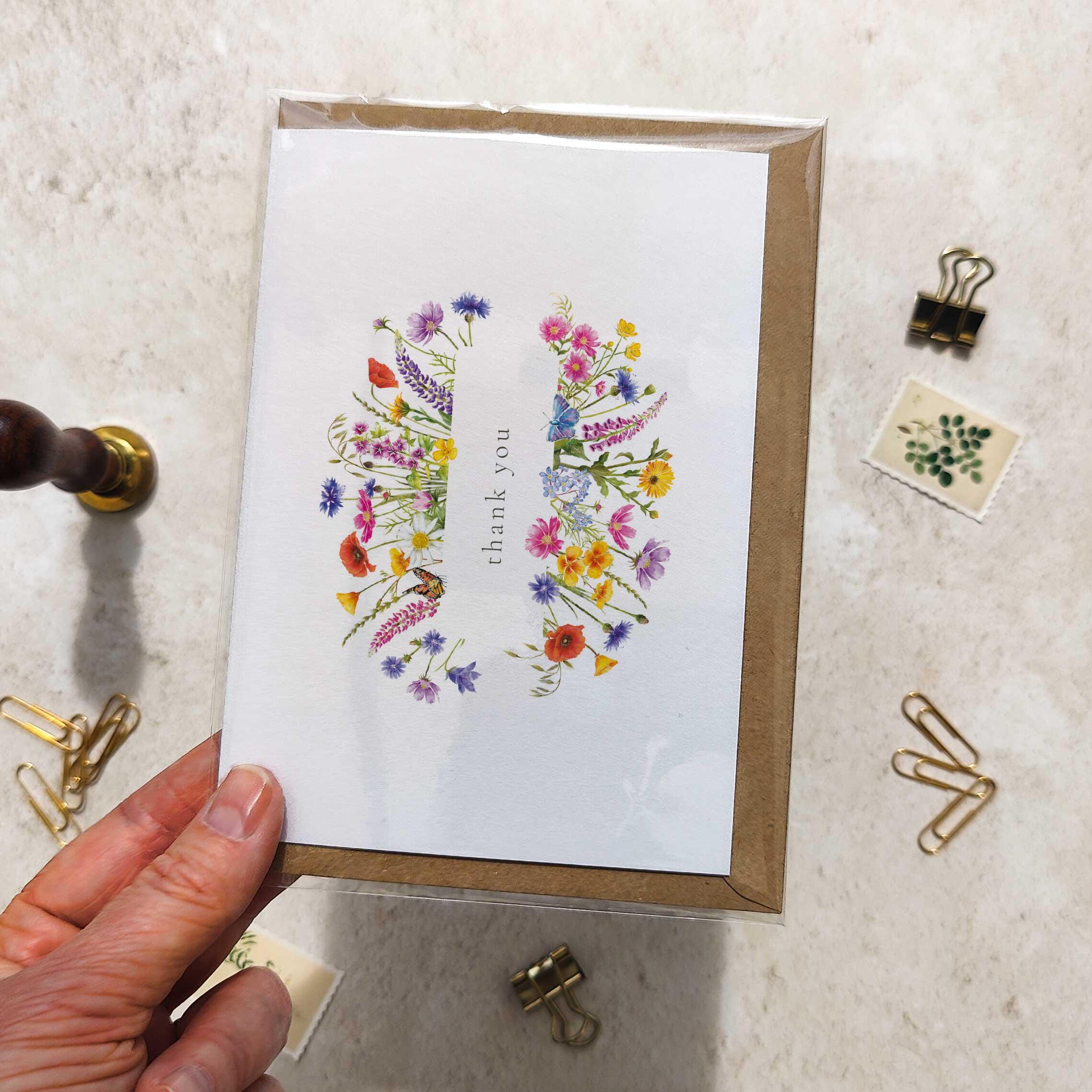 Wildflower Folded Thank You Cards & Envelopes - Etsy Australia