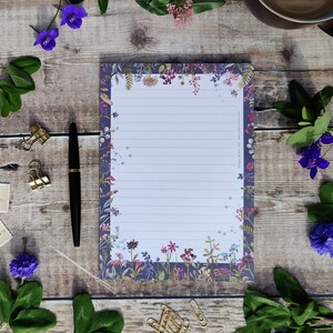 Ditsy Floral A5 notepad, Flower memo pad, patterned notebook, 50 pages, Cute Stationery gift, Stocking Filler, To do list, Floral Design image 2