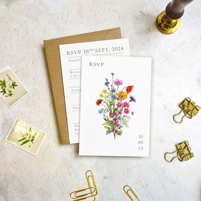 Wildflower Scatter Wedding Invitation, Evening invites & envelopes image 10