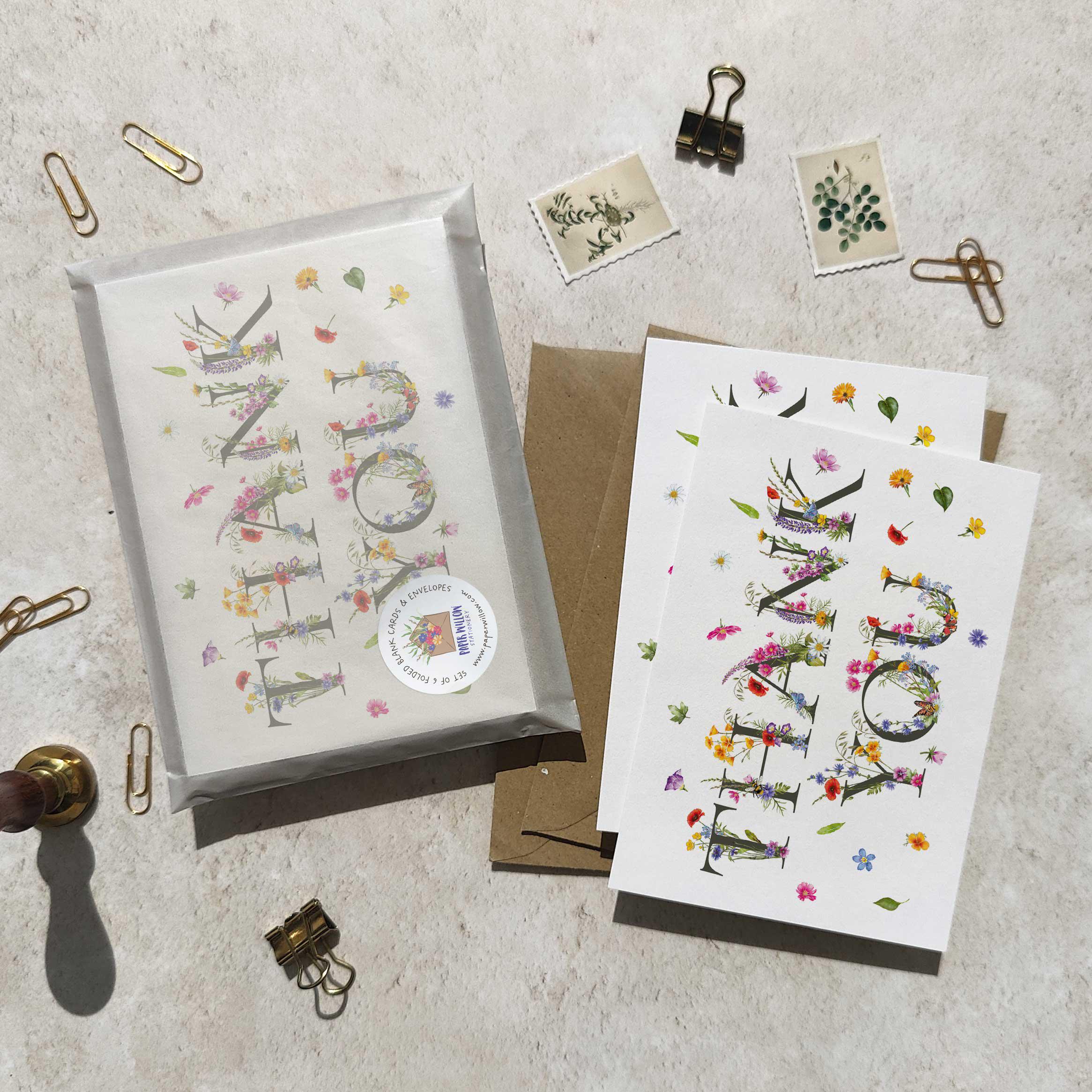 Wildflower Folded Thank You Cards & Envelopes - Etsy