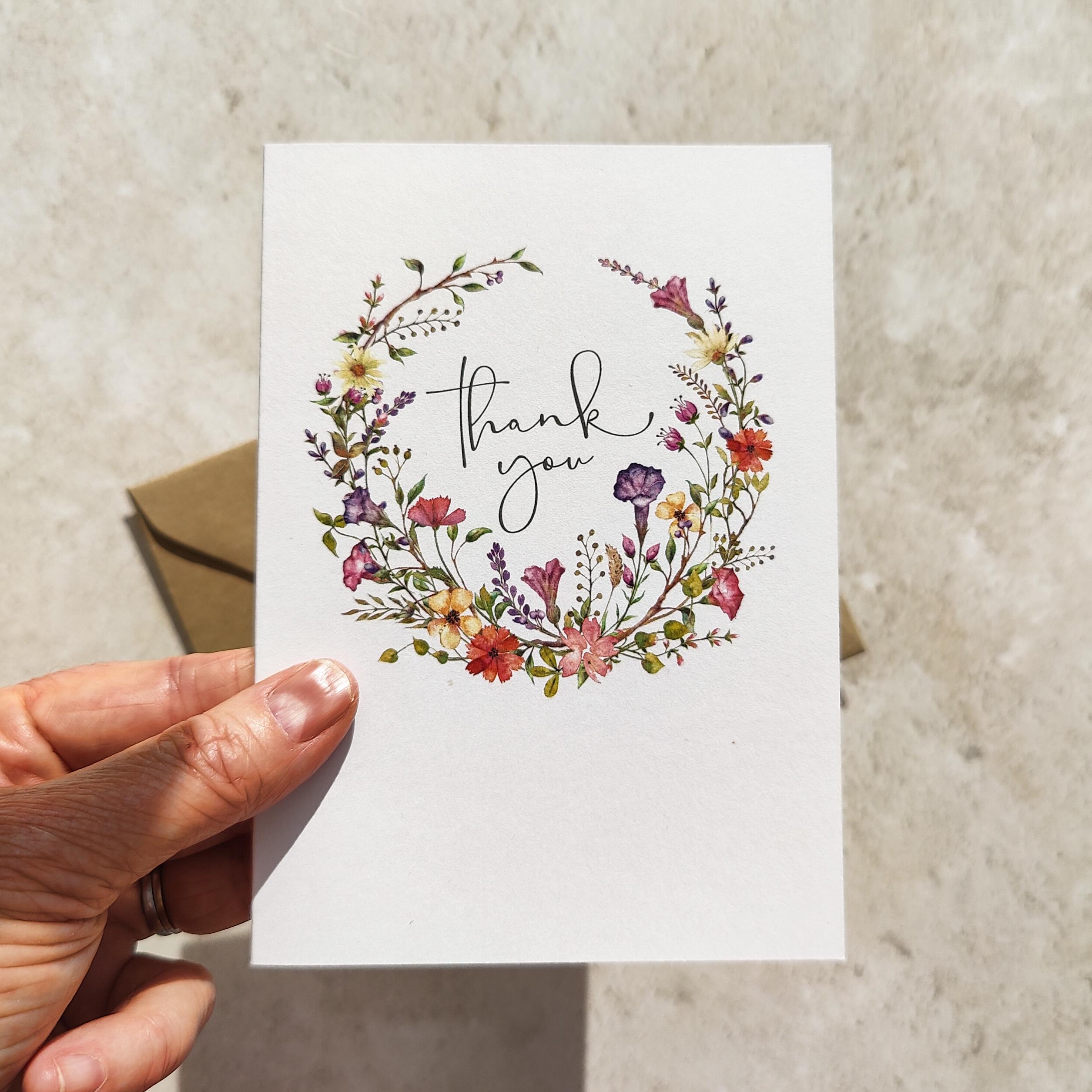 Delicate Floral Folded Thank You Cards & Envelopes - Etsy