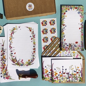 Luxury Letter Writing Set, Wildflower Florals, Note Paper, Long Notepad,  Notecards and Envelopes, Cottagecore gift