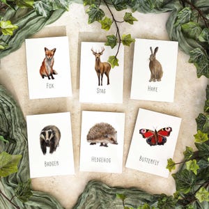 Woodland Animal Table Names mit 20+ Tieren zur Auswahl. Rustikale Namenskärtchen zur Hochzeit im Wald.