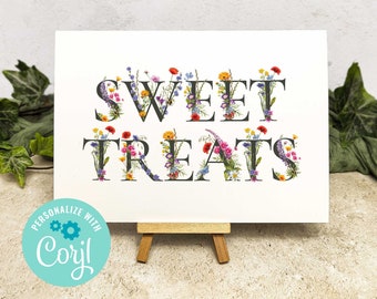 Printable Digital File, Wildflower Wedding Sweet Treats Sign