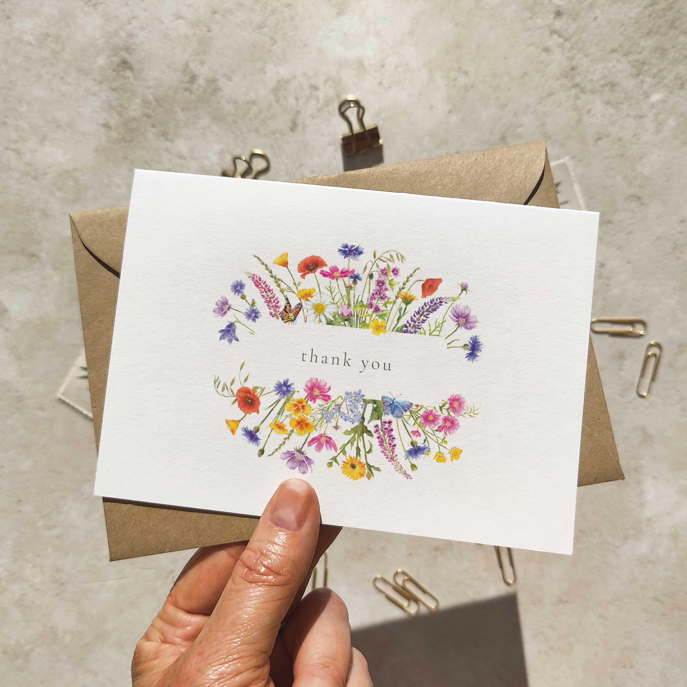 Wildflower Folded Thank You Cards & Envelopes - Etsy Australia