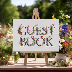 Letreros de boda con flores silvestres, letreros para obsequios, letreros para libros de visitas, obsequios, reservados, dulces, tarjetas y obsequios, cartón, A6, A5, A4, SIN MARCO INCLUIDO