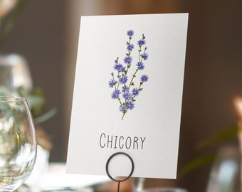 Printable Digital File, Chicory Table Name Card, A5 Downloadable File to Print Yourself