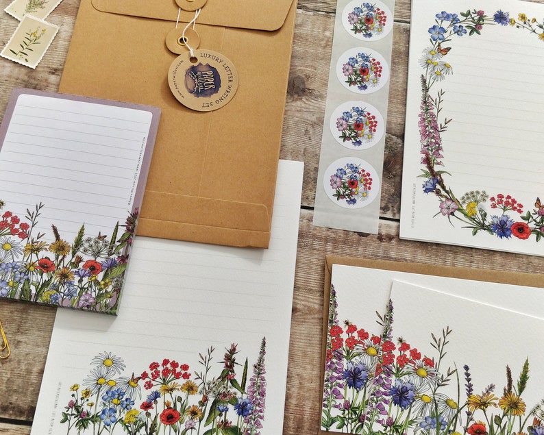 Luxury Letter Writing Set Wildflower Meadow Note Paper Etsy UK