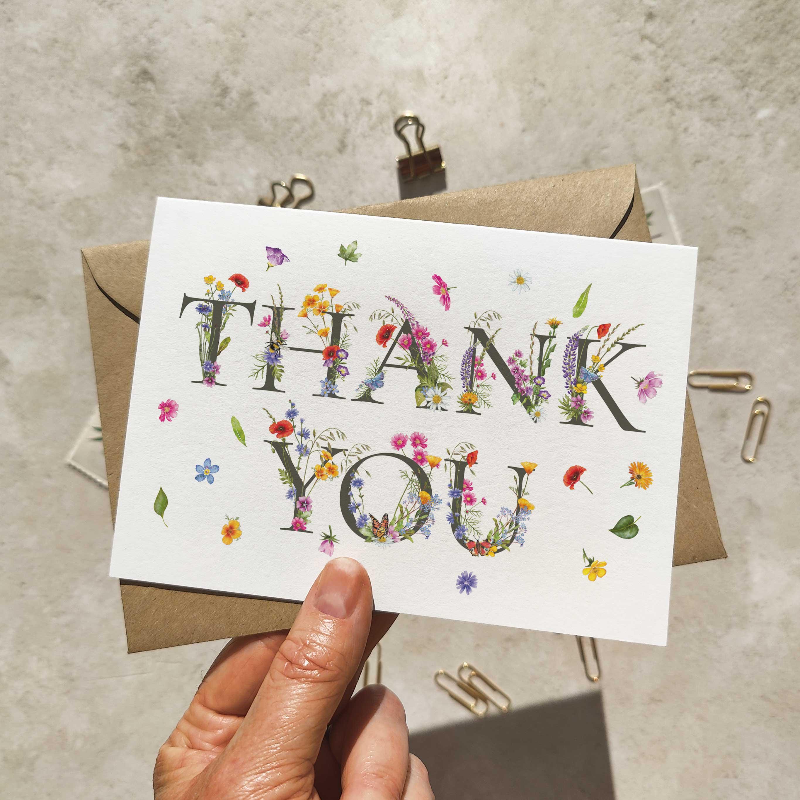 Wildflower Folded Thank You Cards & Envelopes - Etsy
