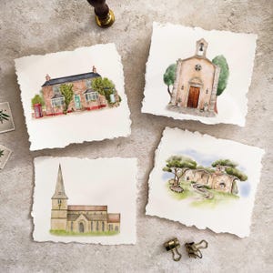 Mise à niveau de la papeterie Paper Willow, cartes illustrées, peintures du lieu, conception sur mesure