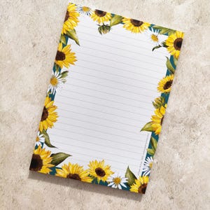 Fröhlicher Notizblock mit Sonnenblume | Süßer linierter A5 Notizblock zum Schreiben und Kritzeln