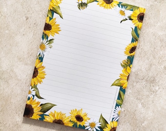 Watercolor Sunflower A5 Notepad | Lined Stationery