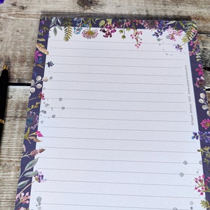 Ditsy Floral A5 notepad, Flower memo pad, patterned notebook, 50 pages, Cute Stationery gift, Stocking Filler, To do list, Floral Design image 10