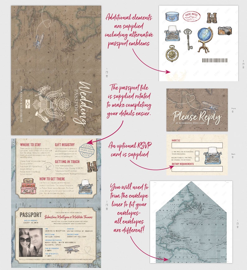 Travel passport printable digital file template design etsy