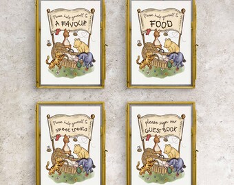 Winnie Baby Shower Party Schild Karten | A4, A5, A6 Kartenoptionen