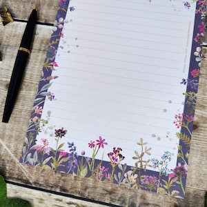 Ditsy Floral A5 notepad, Flower memo pad, patterned notebook, 50 pages, Cute Stationery gift, Stocking Filler, To do list, Floral Design image 3