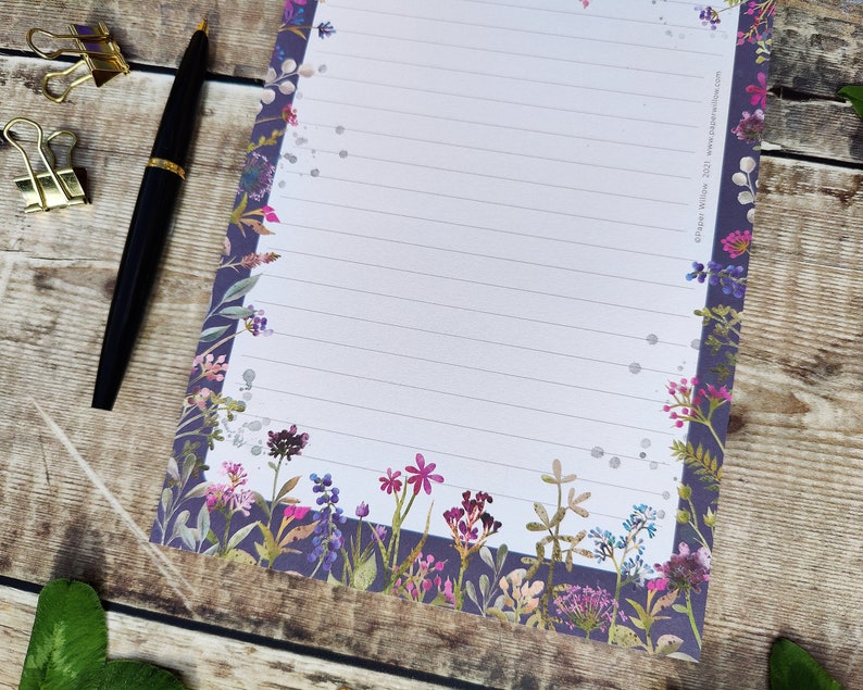 Ditsy Floral A5 notepad, Flower memo pad, patterned notebook, 50 pages, Cute Stationery gift, Stocking Filler, To do list, Floral Design image 3