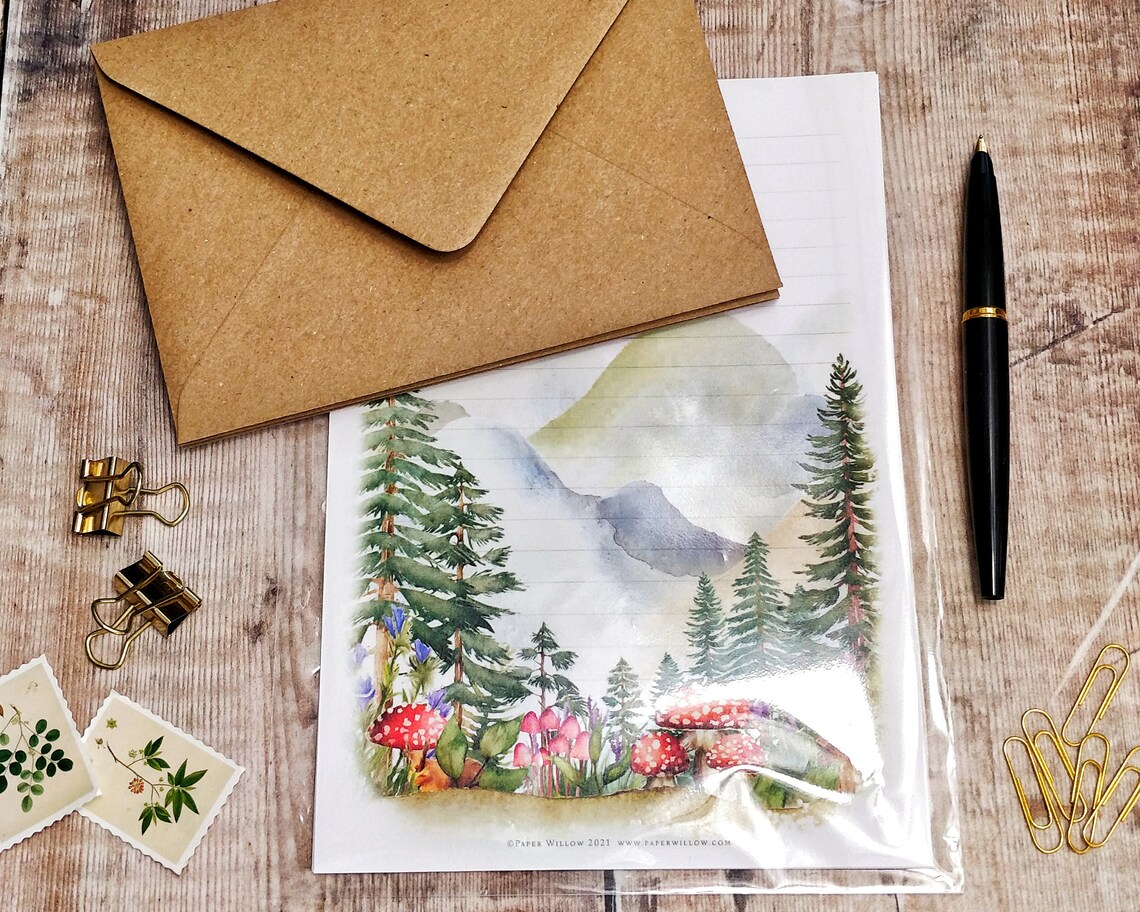 Luxury Letter Writing Set Forest and Mountains Note Paper Etsy UK
