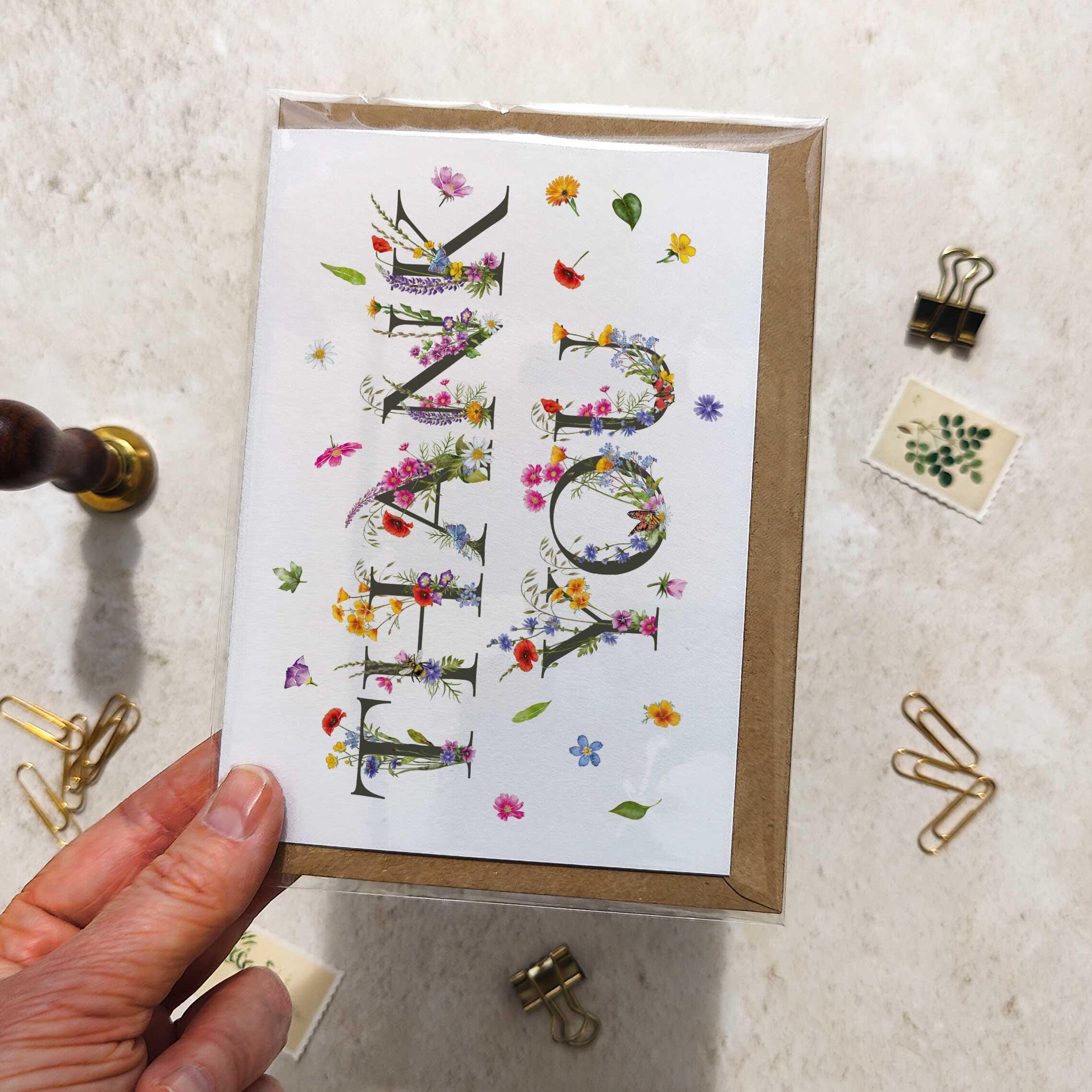 Wildflower Folded Thank You Cards & Envelopes - Etsy