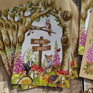 Woodland invitations, Ready to write invites, Rustic Woodland Animals Theme, Cottagecore image 10