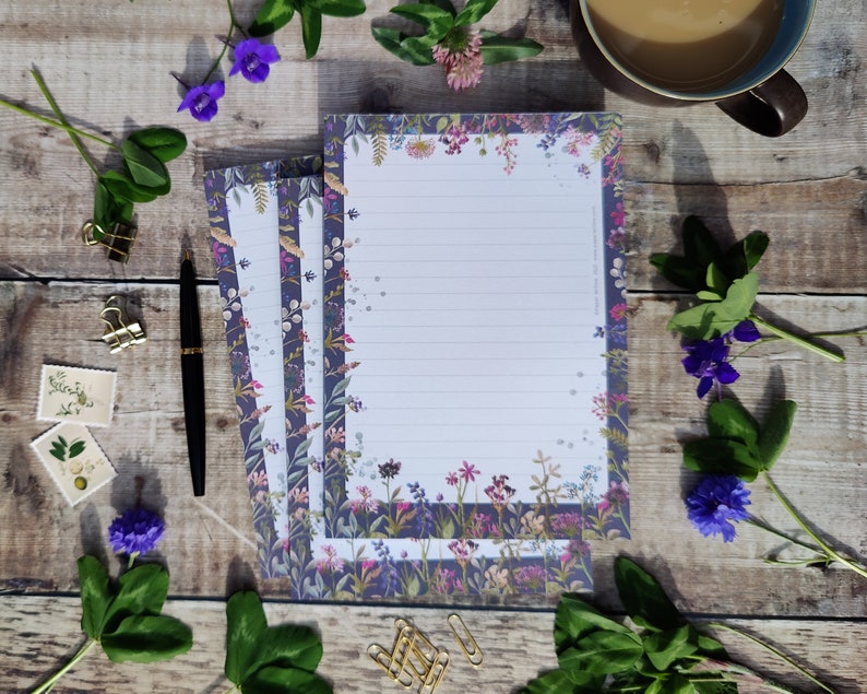 Ditsy Floral A5 notepad, Flower memo pad, patterned notebook, 50 pages, Cute Stationery gift, Stocking Filler, To do list, Floral Design image 7