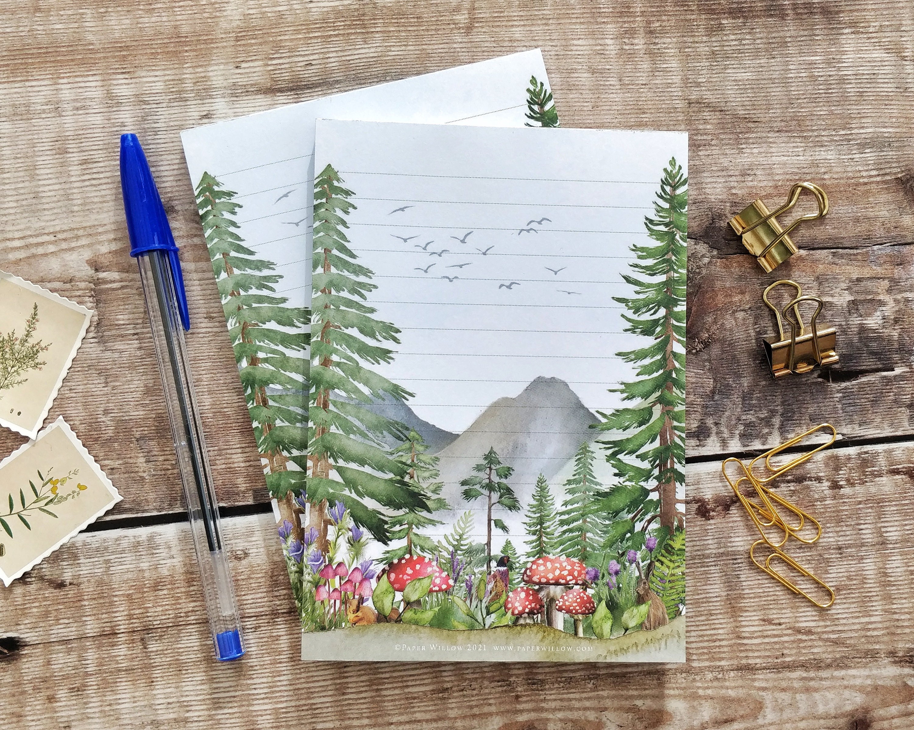A6 Printed Notepad Lightweight memo pad Forest Woodland Etsy