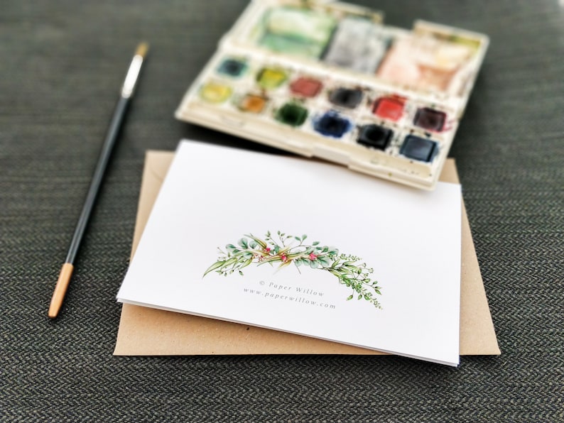 Thank You Cards Eucalyptus Watercolours Handmade Blank Cards /& Envelopes