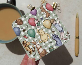 Winnie Coaster mit Geschenkkarte | MDF Getränke Matte | Karo Muster