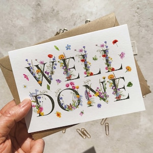 Cartas de flores silvestres: Tarjeta de felicitación y sobre de "Bien hecho"