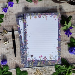 Ditsy Floral A5 notepad, Flower memo pad, patterned notebook, 50 pages, Cute Stationery gift, Stocking Filler, To do list, Floral Design image 1