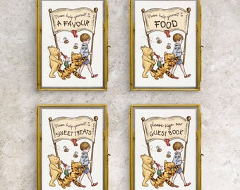 Winnie and Friends Party Schild Karten | A4, A5, A6 Kartenoptionen | 5 Designs zur Auswahl