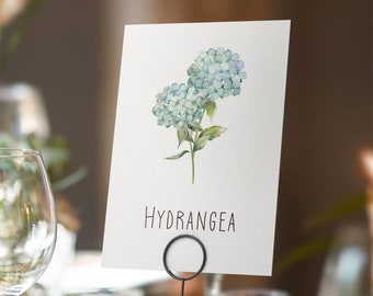 Printable Digital File, Hydrangea Table Name Card, A5 Downloadable File to Print Yourself