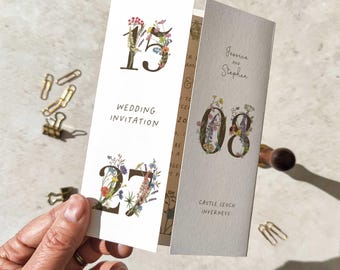 A6 Gatefold Floral Wedding Invitation - Cottage Garden Print & Custom Timeline