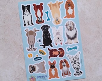 Cute Dog Breeds Vinyl Sticker Sheet | Pets laptop stickers