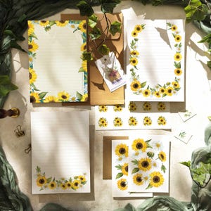 Yellow Sunflower Watercolor Stationery Set: Luxury Letter Writing