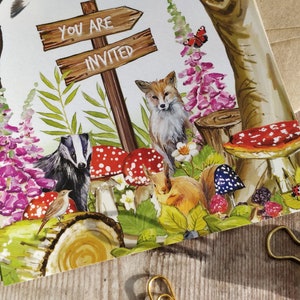 Woodland invitations, Ready to write invites, Rustic Woodland Animals Theme, Cottagecore image 7