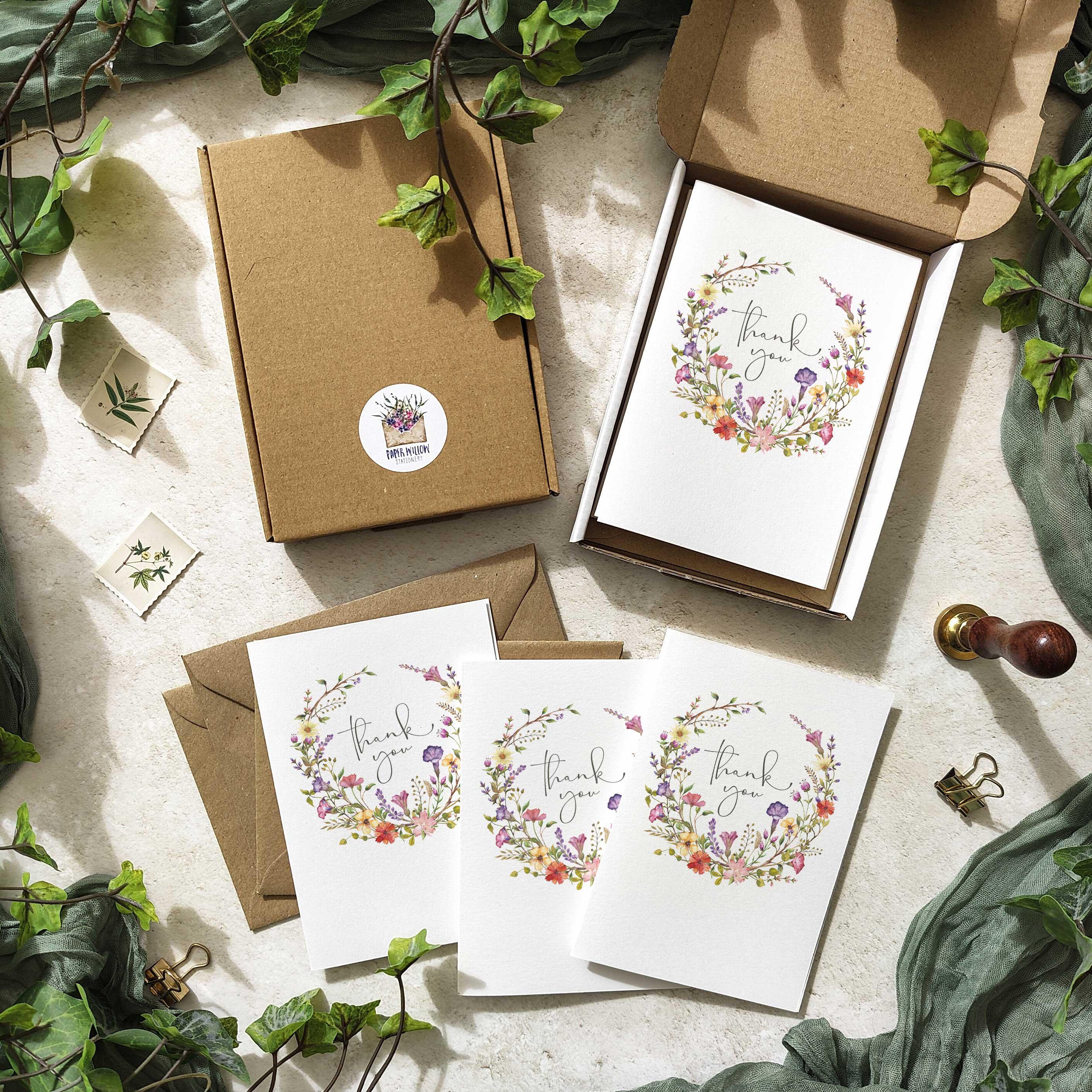 Delicate Floral Folded Thank You Cards & Envelopes - Etsy