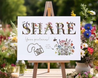 Wildblumen Cottage Garten Hochzeit reserviert Schild | Karton bedruckt A4, A5 oder A6 Optionen