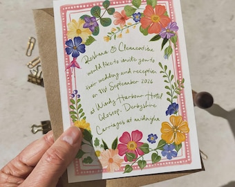 Whimsical, Floral Evening Invitation SAMPLE & envelopes