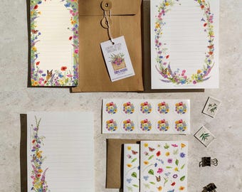 Wildflower Letter Writing Set: Floral Stationery, Notecards & Envelopes