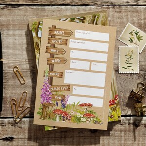 Woodland invitations, Ready to write invites, Rustic Woodland Animals Theme, Cottagecore image 2