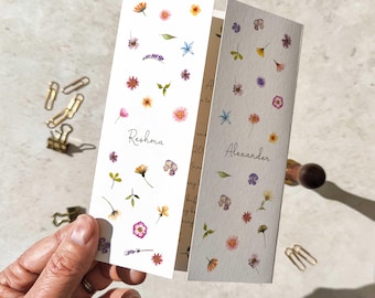 A6 Pressed Flowers Floral Wedding Invitation - Wildflower Paintings & Custom Timeline