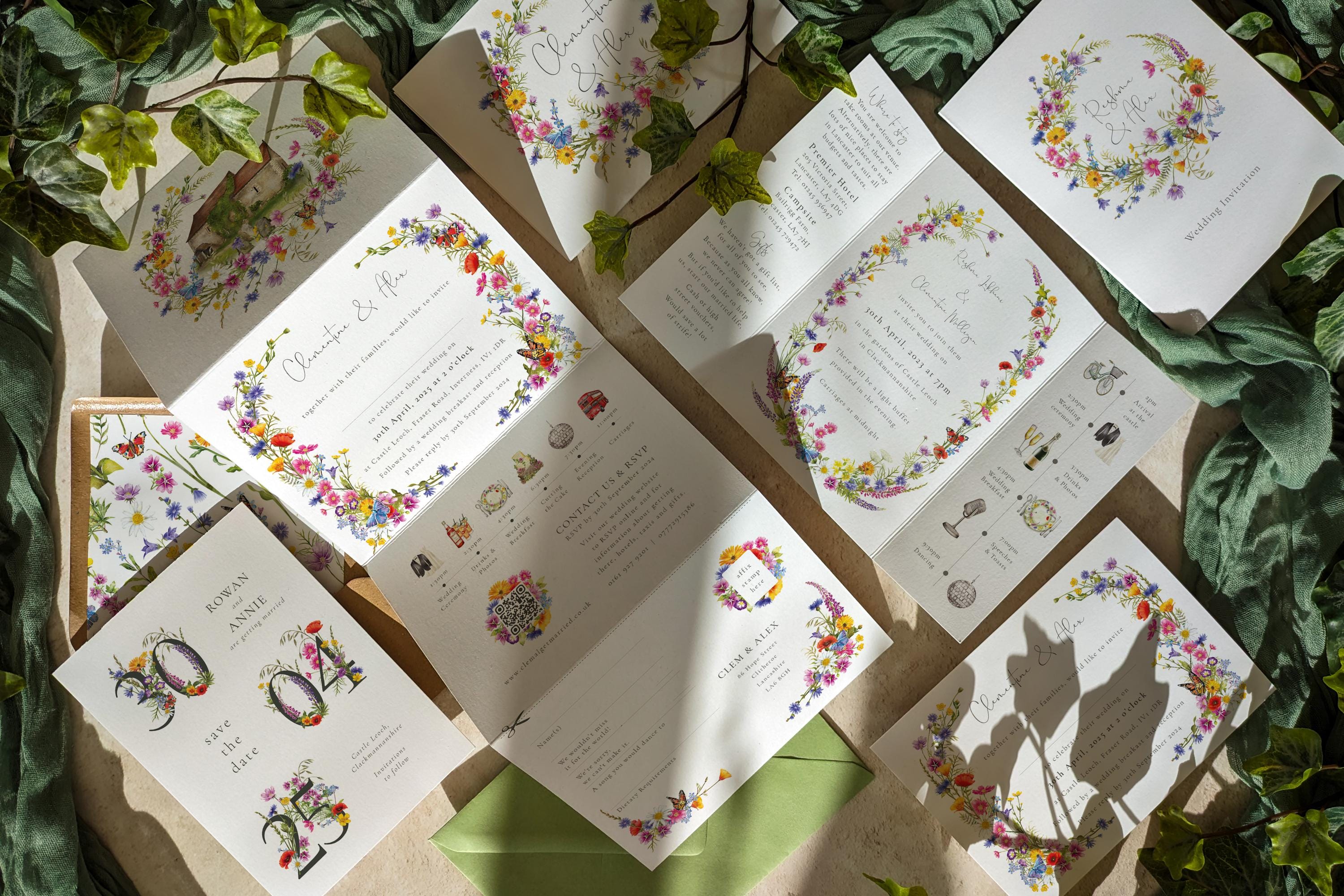 Wildflower Folded Thank You Cards & Envelopes - Etsy