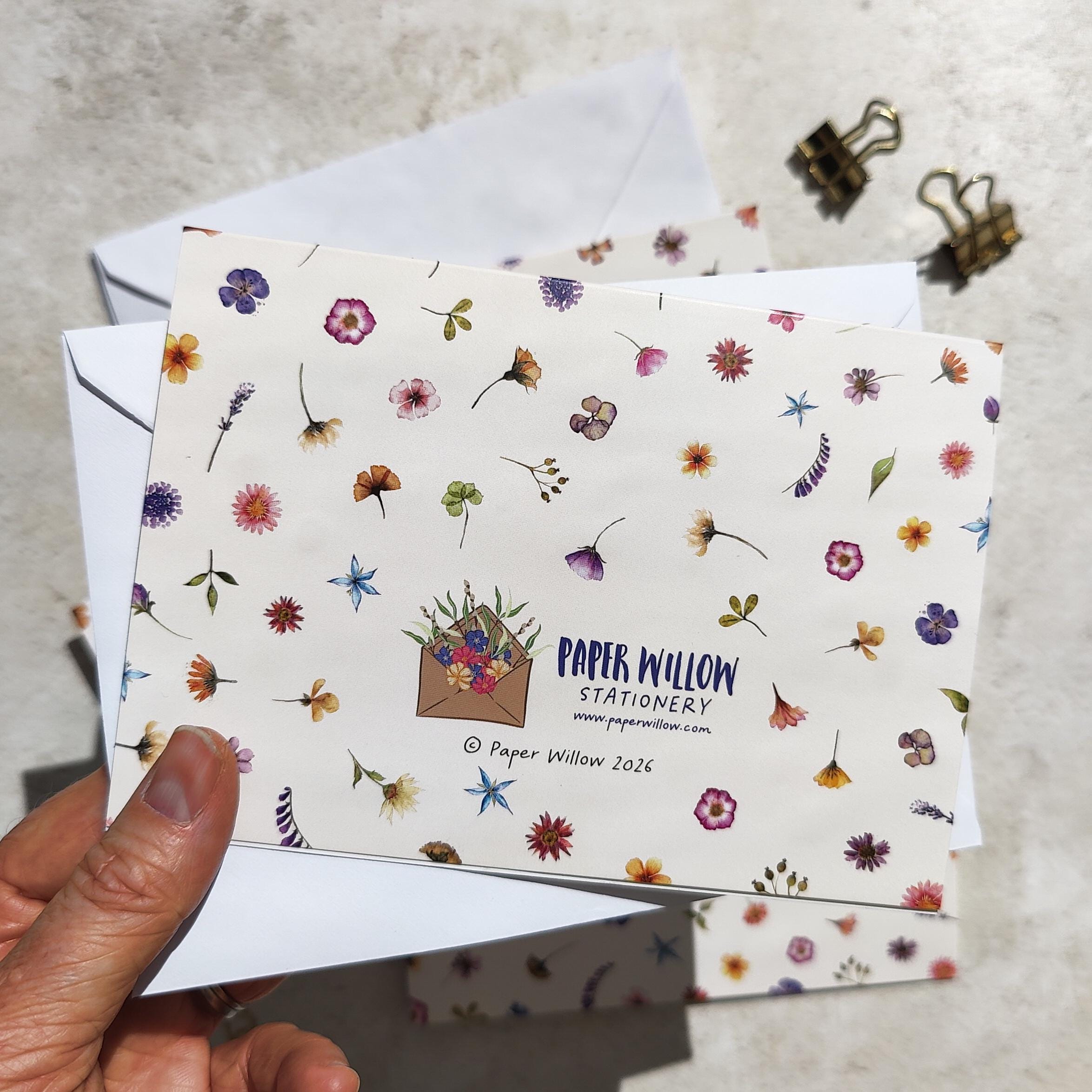 Pressed Wildflowers Folded Thank You Cards & Envelopes - Etsy UK