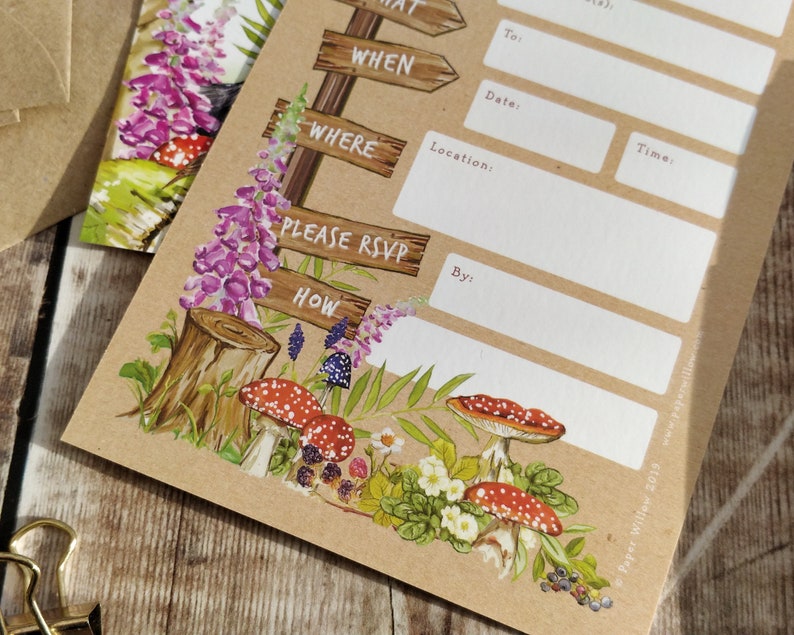 Woodland invitations, Ready to write invites, Rustic Woodland Animals Theme, Cottagecore image 6