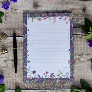 Ditsy Floral A5 notepad, Flower memo pad, patterned notebook, 50 pages, Cute Stationery gift, Stocking Filler, To do list, Floral Design image 6