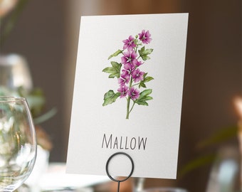 Printable Digital File, Mallow Table Name Card, A5 Downloadable File to Print Yourself