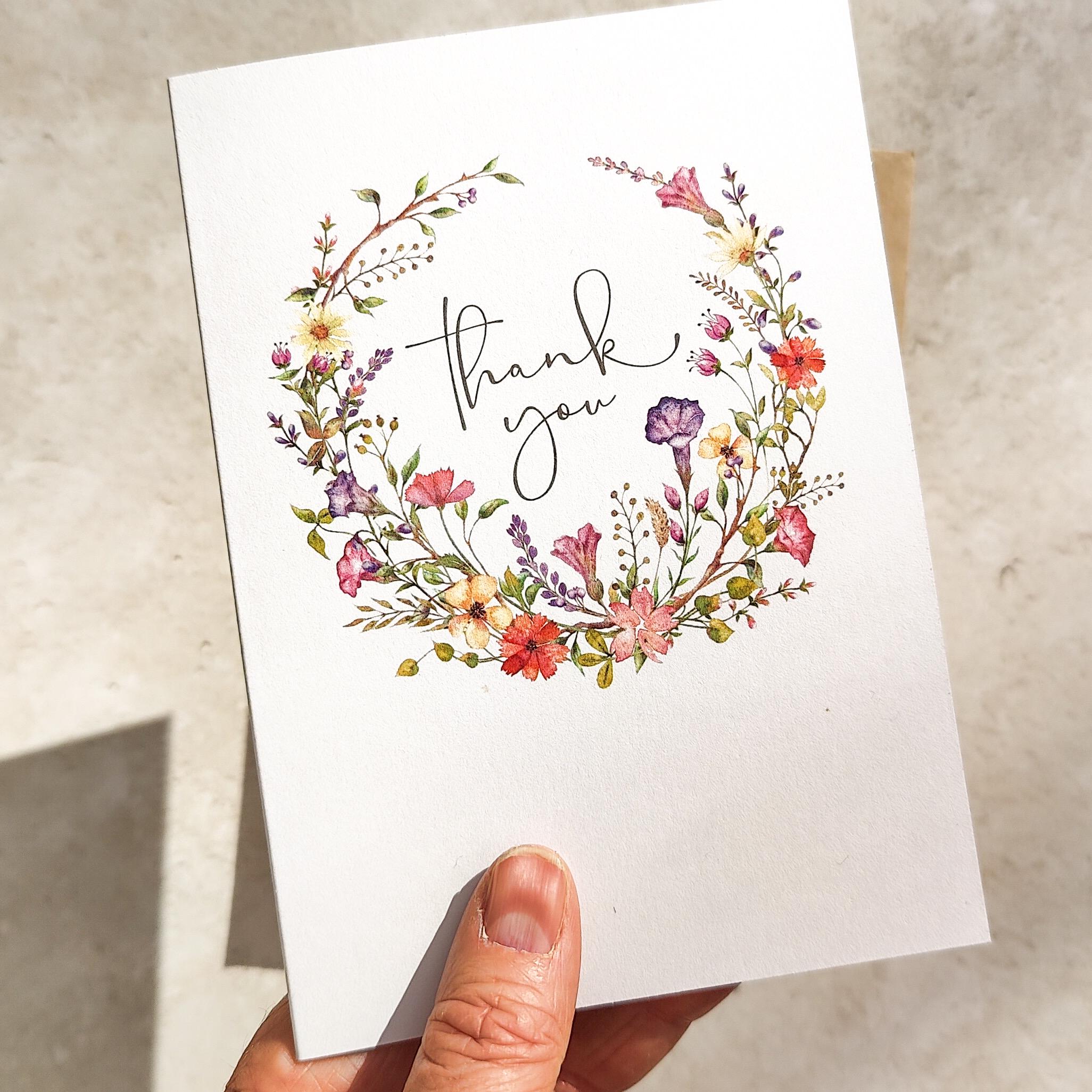 Delicate Floral Folded Thank You Cards & Envelopes - Etsy