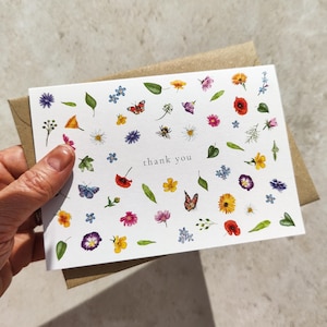 Wildblumen gefaltete Dankeskarten & Umschläge